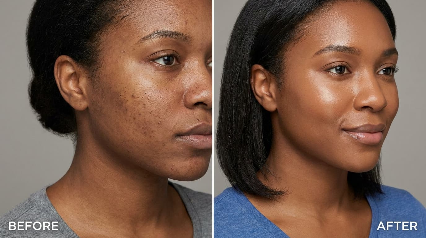 Before and after — Hydrafacial · Glow