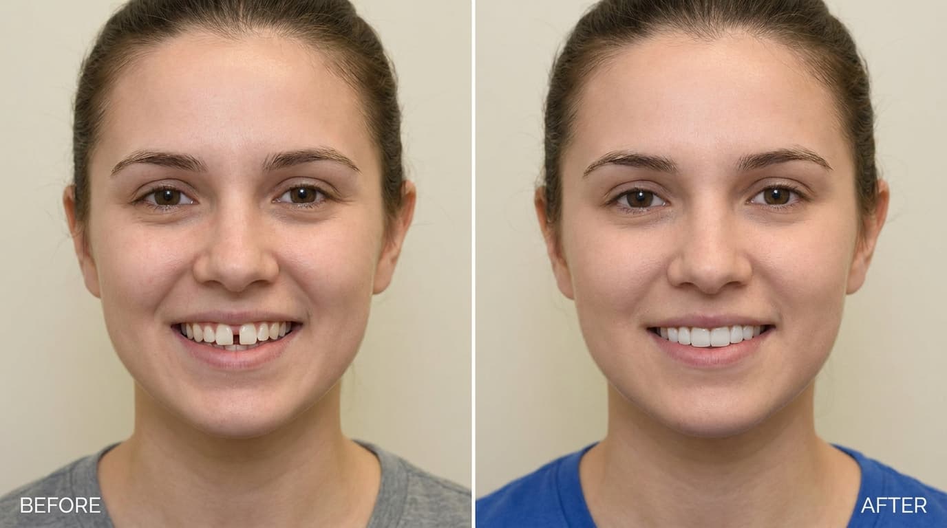 Before and after — Diastema Closure